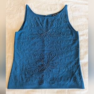 Michelle Nicole Teal Embellished Tank Top